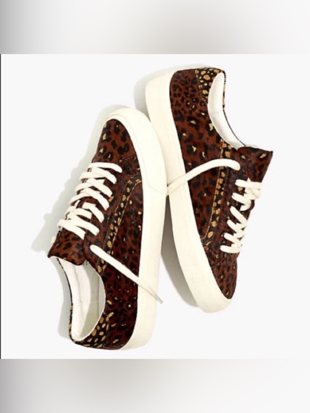 Madewell Sidewalk Lowtop Sneakers in Painted Leopard Calf Hair SZ 9.5M women